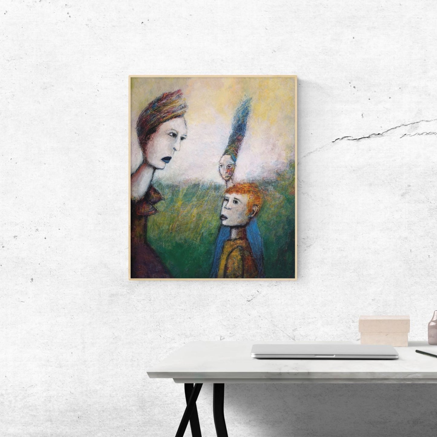 Building A Wall-Abstract Portrait-12x9 inch Mix Media on Heavy Archival Paper