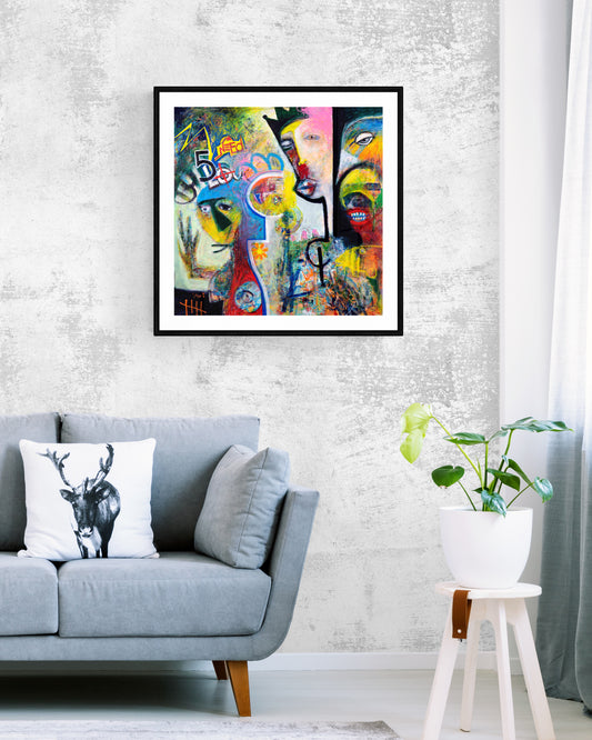 Family Crest Original Canvas Painting Neo-Expressionism Modern Style Abstract on Canvas