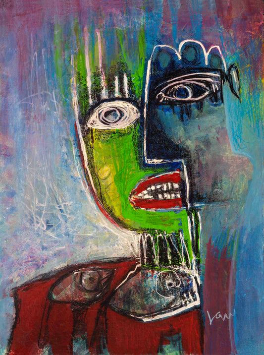 Fish Face - The Purpose of Fish, 12x9 inch Mix Media on Heavy Archival Paper