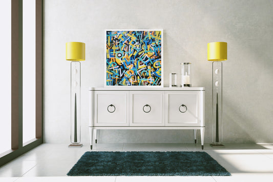 Original Canvas Painting Abstract Expressionism Modern Style One Eye Jack