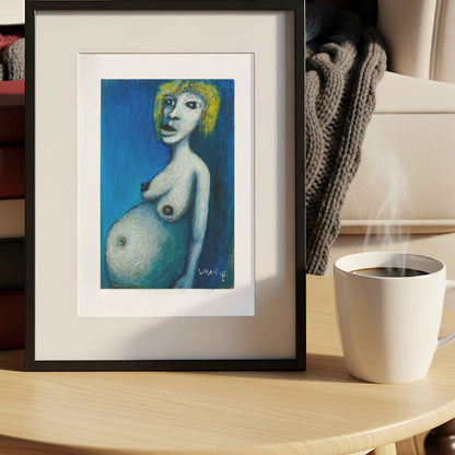 Expecting — 5×7 Acrylic Mixed Media Abstract Portrait