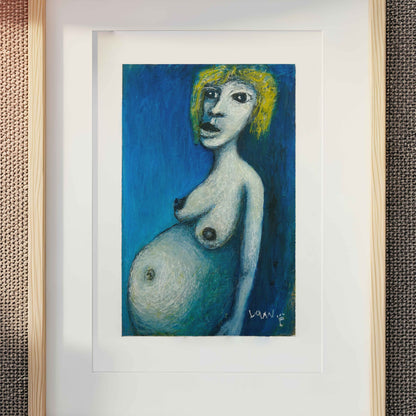 Expecting — 5×7 Acrylic Mixed Media Abstract Portrait