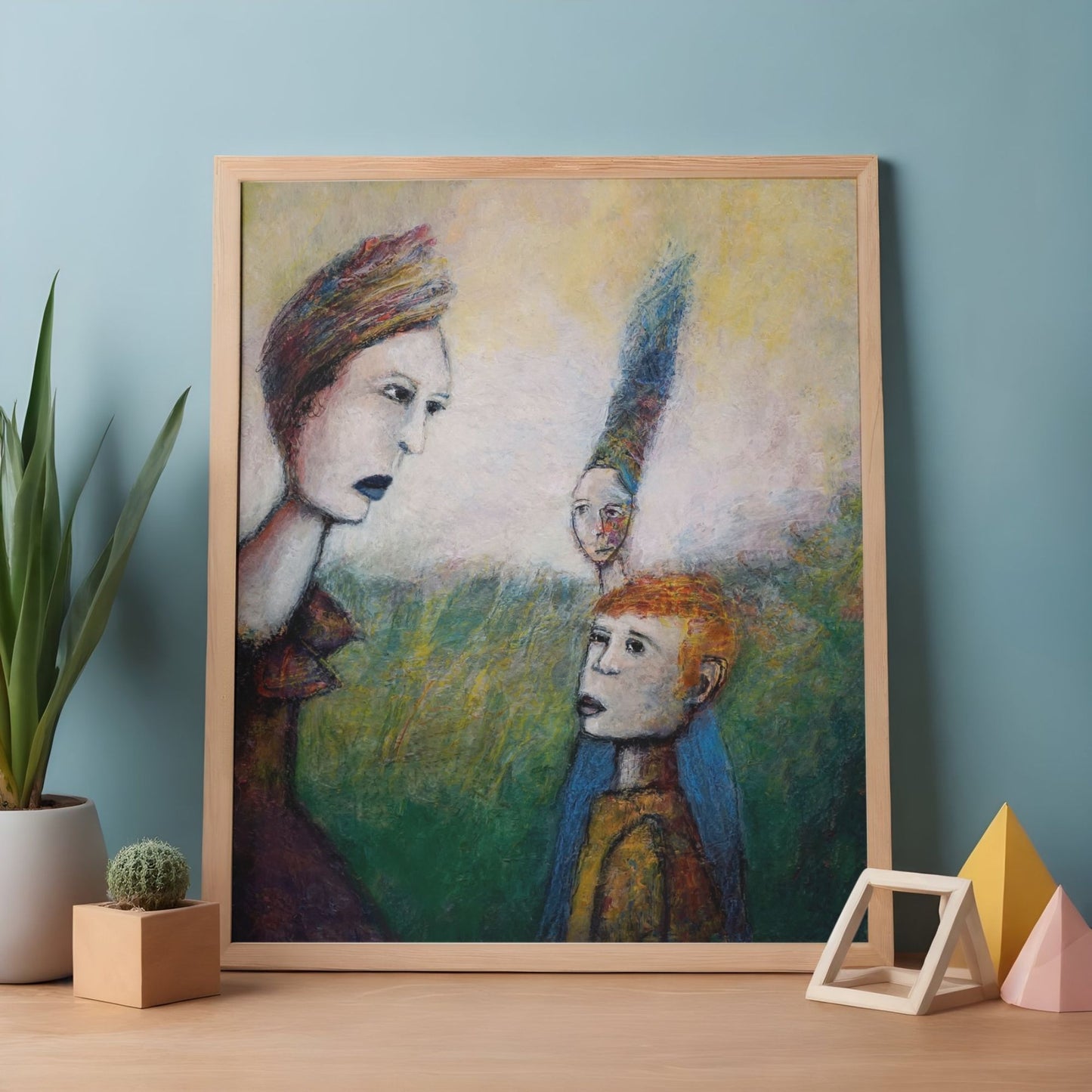 Building A Wall-Abstract Portrait-12x9 inch Mix Media on Heavy Archival Paper