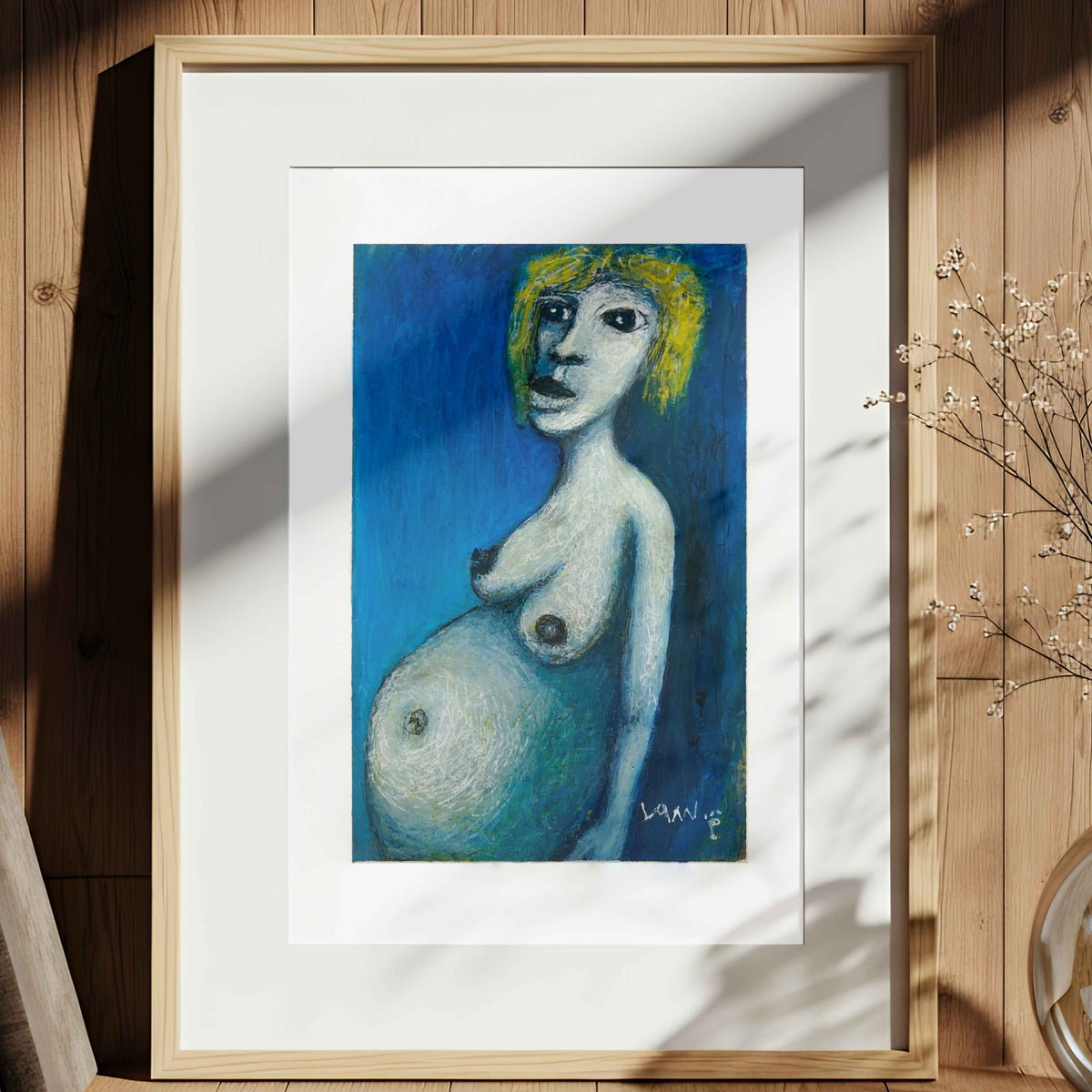 Expecting — 5×7 Acrylic Mixed Media Abstract Portrait