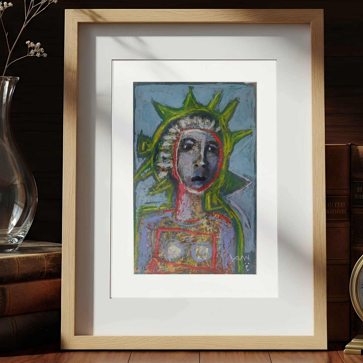 Lady Justice — 5×7 Acrylic Mixed Media Abstract Portrait