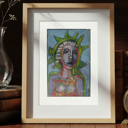 Lady Justice — 5×7 Acrylic Mixed Media Abstract Portrait