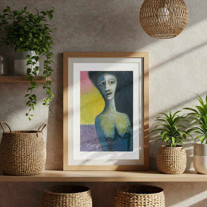 Behind Doors — 5×7 Acrylic Mixed Media Abstract Portrait
