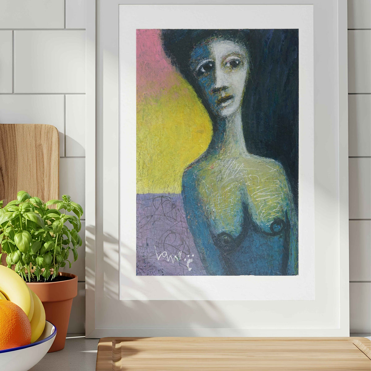 Behind Doors — 5×7 Acrylic Mixed Media Abstract Portrait