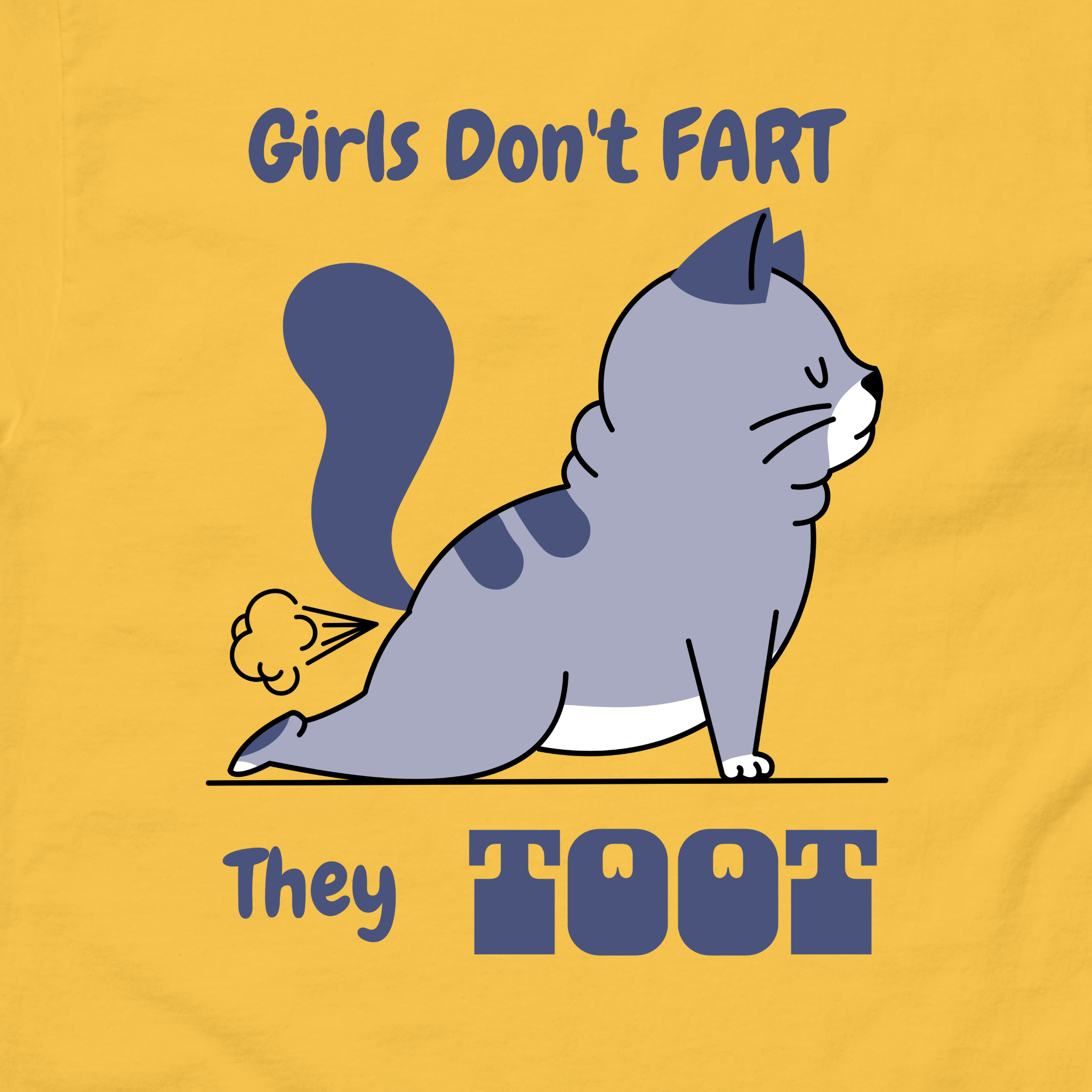 Funny Fart Cat T-Shirt | Girls Unisex Humor Tee