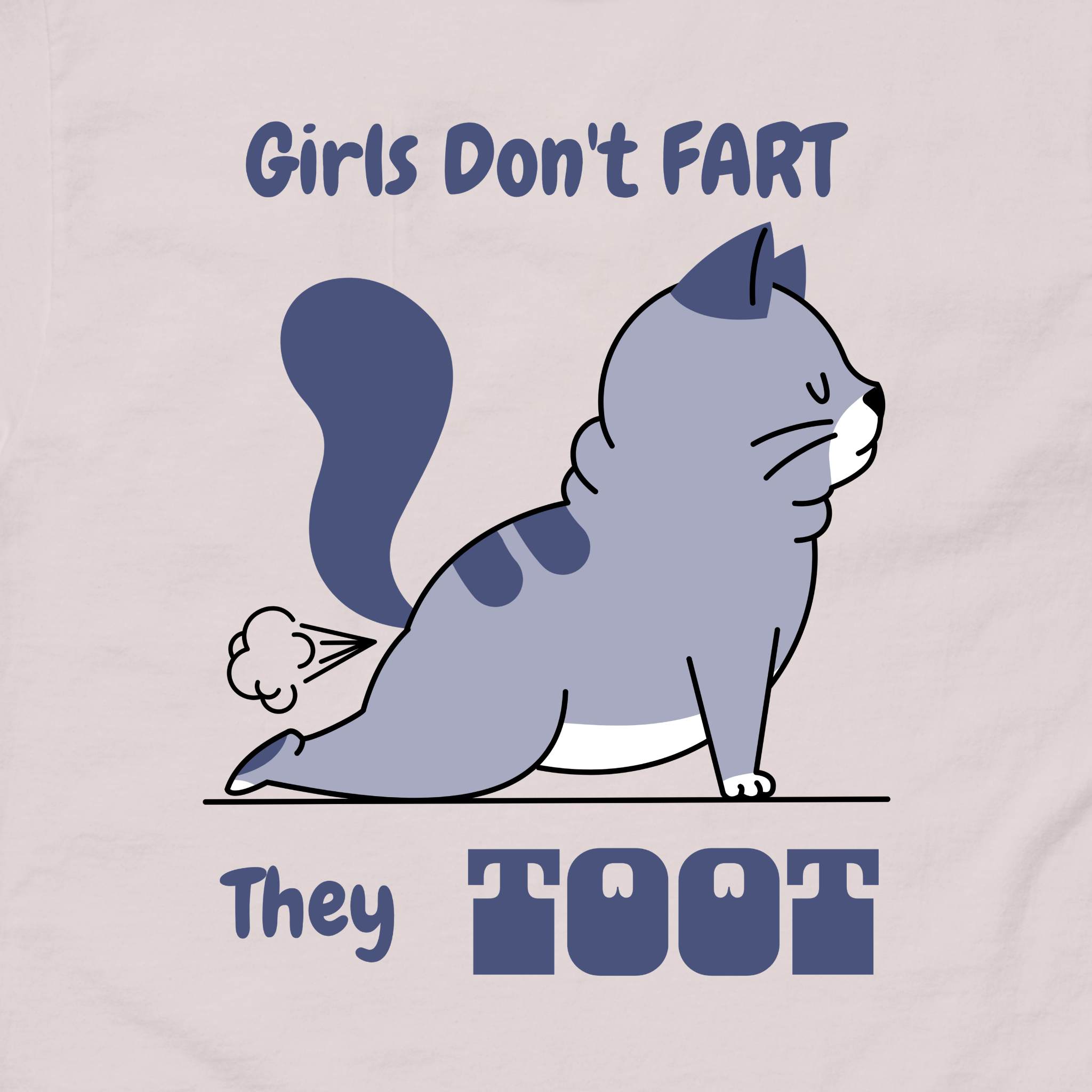 Funny Fart Cat T-Shirt | Girls Unisex Humor Tee