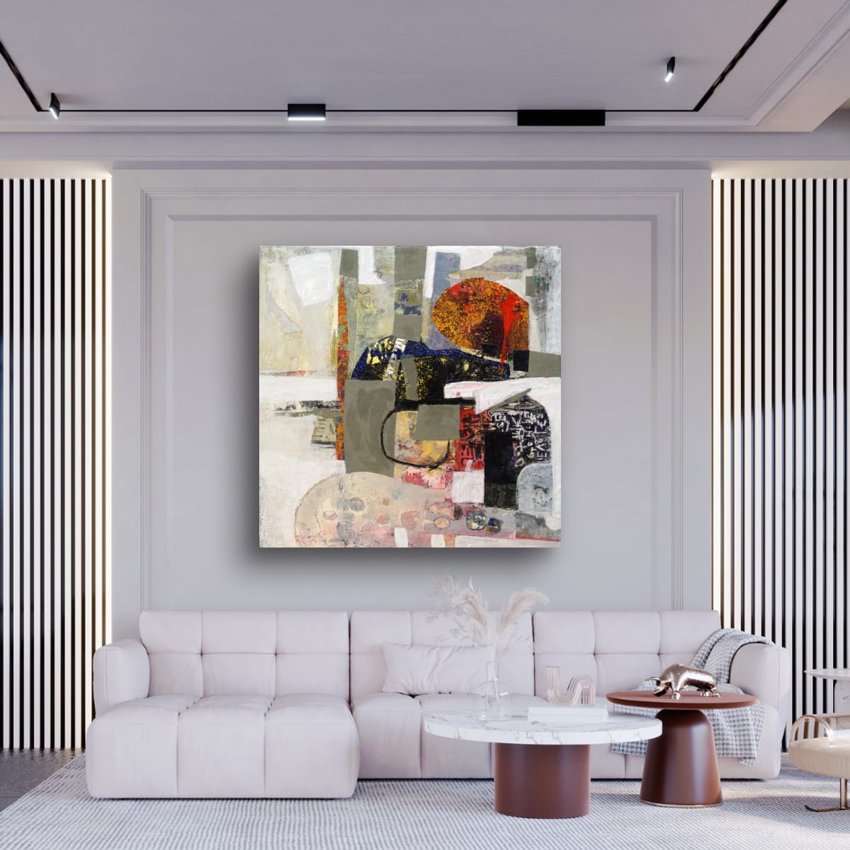 The Zoo Animals Contemporary Acrylic Abstract Collage On Board