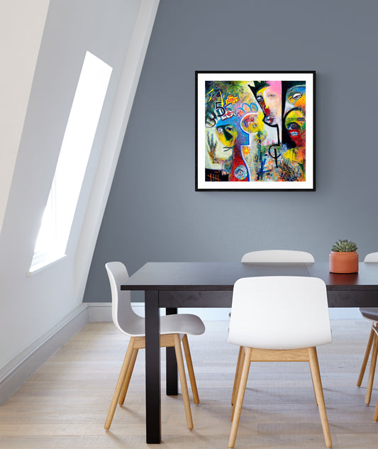 Family Crest Original Canvas Painting Neo-Expressionism Modern Style Abstract on Canvas
