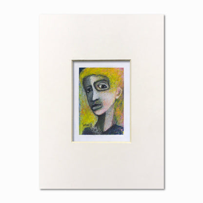 Pink Mirror | 5×7 Mixed Media Abstract Portrait