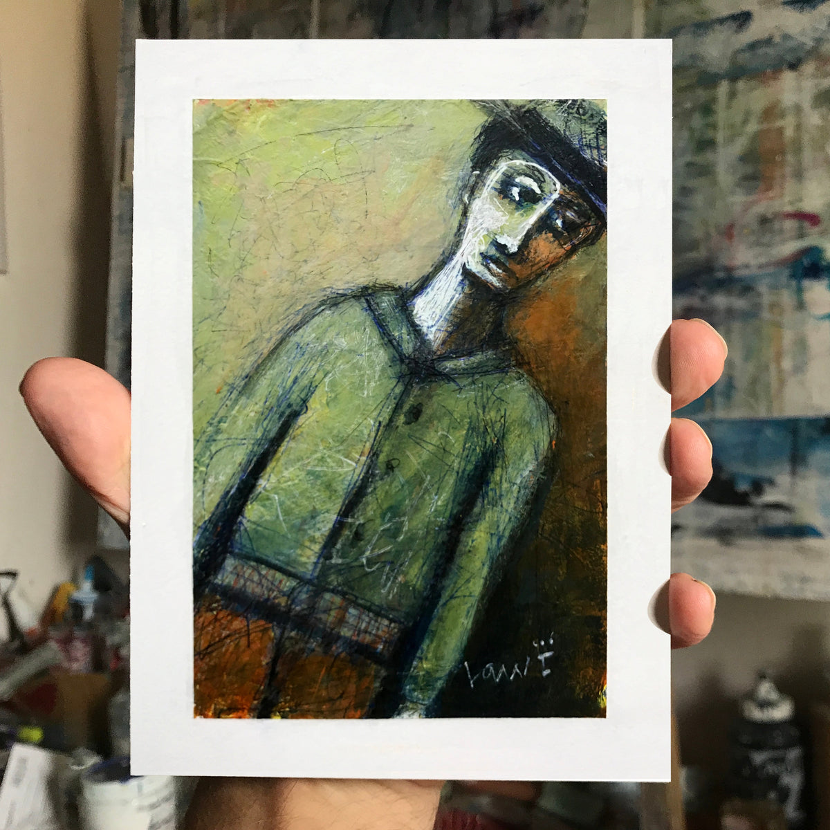 Montag — Abstraktes Werk in Mischtechnik, 5×7