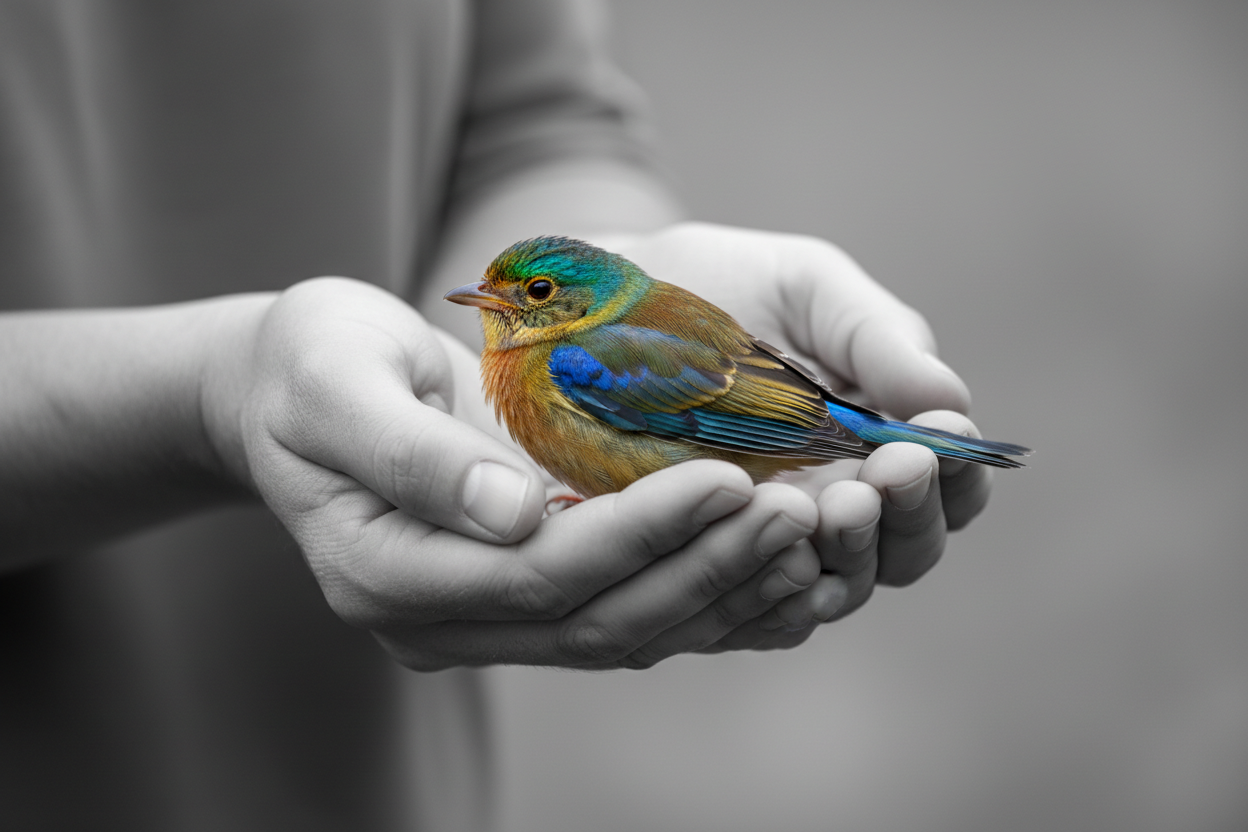 Speaking For Those Who Can't - Color Bird on B&W